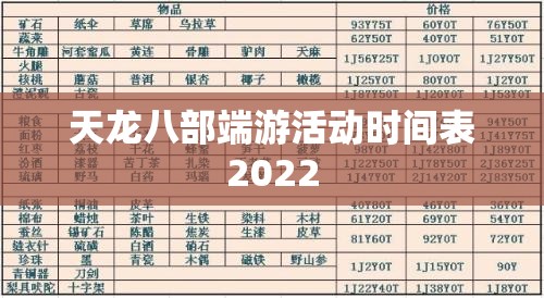 天龙八部端游活动时间表2022