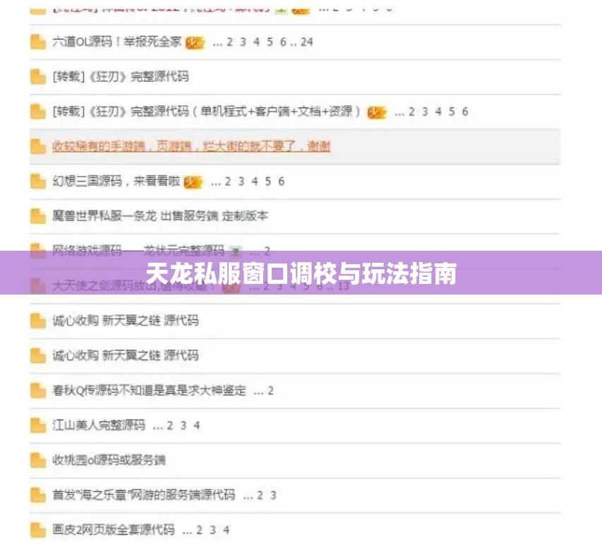 天龙私服窗口调校与玩法指南